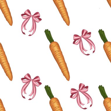 Easter Seamless Pattern: Bow and Carrots Big Design clipart