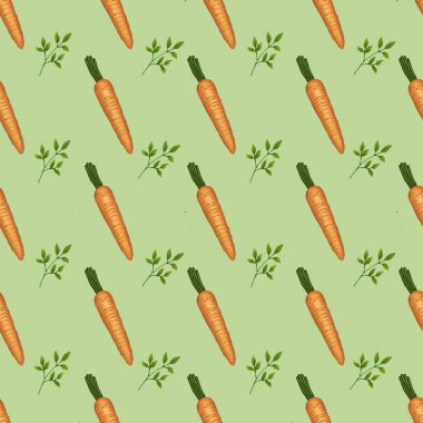 Paskalya 'nın Kusursuz Şablonu: Yeşil Arkaplanda Havuç ve Brunch Küçük