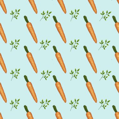 Paskalya Düz Düzeni: Mavi Arkaplanda Havuç ve Brunch Küçük