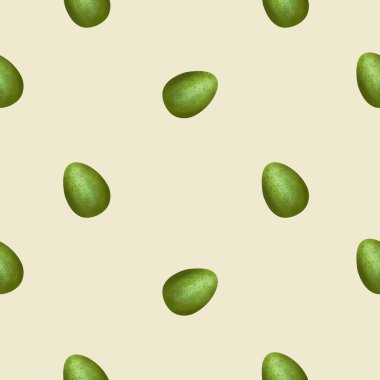 Sarı Arkaplanda Yeşil Paskalya Yumurtaları Kusursuz Desen