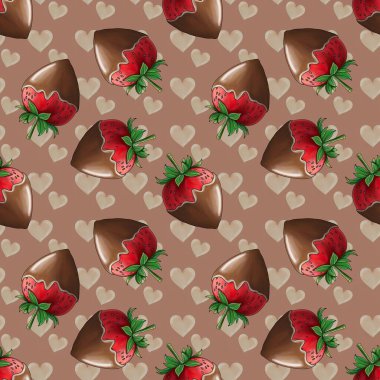 Koyu Çikolata kaplı Çilekler ve Süt Kalpler Mocha Mousse 'da Büyük Tasarım