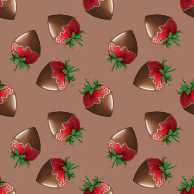 Koyu Çikolata kaplı Çilekler Küçük Tasarımlı Mocha Mousse Geçmişinde Kusursuz Desenli Desen