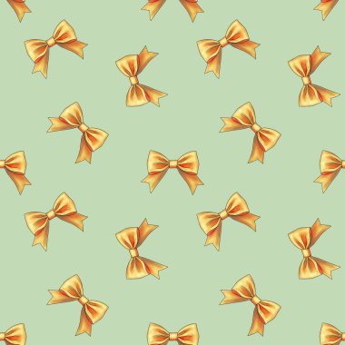 Pastel Yeşil Arkaplanda Altın Yay Kusursuz Desen