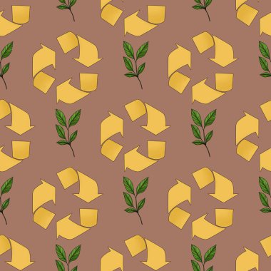 Mocha Mousse Arkaplanında Yeşil Işık Döngüsü Küçük Kusursuz Desen