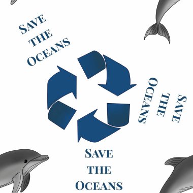 Beyaz Arkaplanda Yunus Büyük Tasarımı ile Okyanusları Kaydet