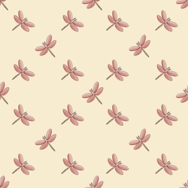 Kusursuz Desen Şirin Yusufçuk Pastel Sarı Arkaplanda Küçük Haç Tasarımı