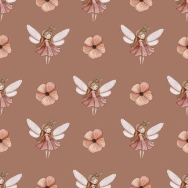 Mocha Mousse 'da Çiçek Küçük Tasarımlı Kusursuz Desenli Şirin Peri