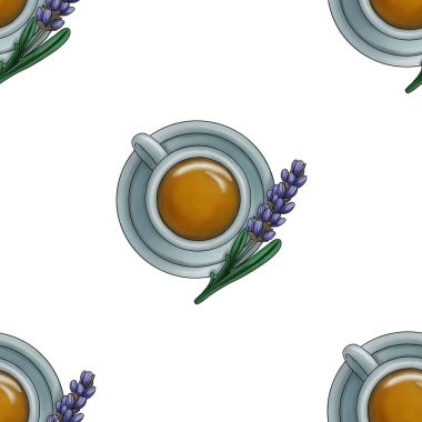 Kusursuz desenli lavanta çayı Beyaz Arkaplanda Büyük Tasarım