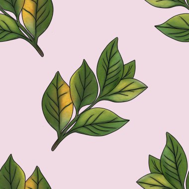 Kusursuz Desenli Çay Pastel Pembe Arkaplanda Büyük Tasarım Bırakıyor