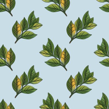 Kusursuz Desenli Çay Pastel Mavi Arkaplanda Küçük Tasarım Bırakıyor