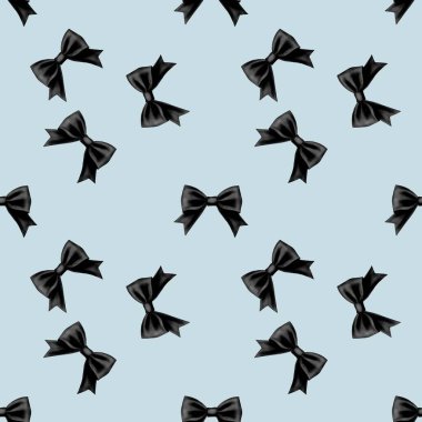 Kusursuz Desensiz Siyah Yay Pastel Mavi Arkaplanda Zarif