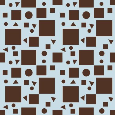 Soyut Geometrik Şekilsiz Desen Kahverengi Küçük Tasarımlı Çeşitli Sapesh 'i içeren Pastel Mavi Arkaplan