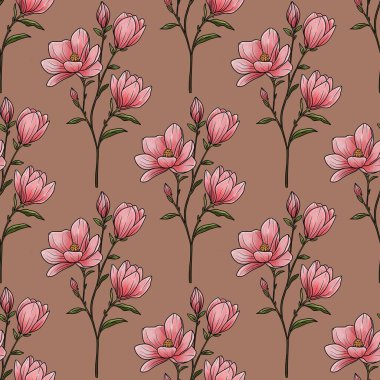 Kusursuz Şablon Botanik Manolya Şubesi Mocha Mousse 'un Küçük Tasarımı