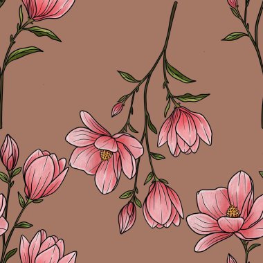 Kusursuz Desenli Manolya Dalları Mocha Mousse 'un Büyük Tasarımı