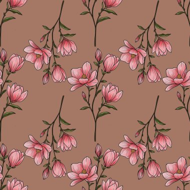 Kusursuz Desenli Manolya Dalları Mocha Mousse 'un Küçük Tasarımı