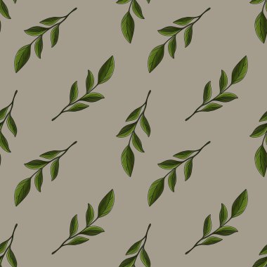 Kusursuz Desensiz Yeşil Manolya Pastel Gri Arkaplanda Küçük Tasarım Bırakıyor