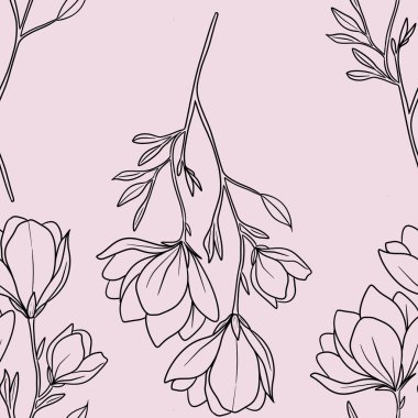 Kusursuz Desenli Manolya Özeti Pastel Pembe Arkaplan Üzerine Büyük Tasarım