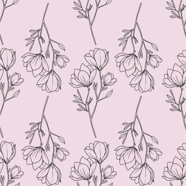 Kusursuz Desenli Manolya Özeti Pastel Pembe Arkaplanda Küçük Tasarım