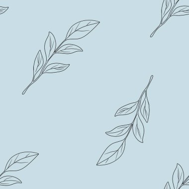 Kusursuz Desenli Şablon Şık Manolya Pastel Mavi Arkaplanda Büyük Tasarım Bırakıyor