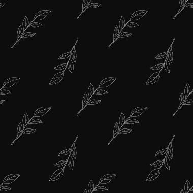 Kusursuz Desenli Şablon Şık Manolya Çizgisi Siyah Arkaplanda Küçük Tasarım Bırakıyor