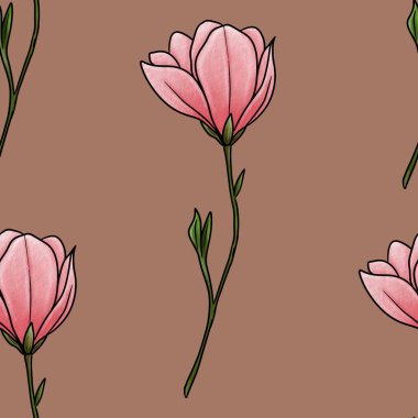 Kusursuz Desenli Manolya Mocha Mousse Arkaplanı Büyük Tasarım