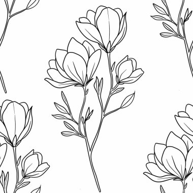 Kusursuz Desensiz Manolya Çiçeği Özet Beyaz Arkaplanda Büyük Tasarım