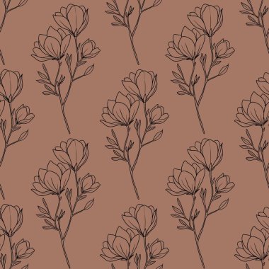 Kusursuz Desensiz Manolya Çiçeği Özet Şube Küçük Tasarım Mocha Mousse Arkaplanı