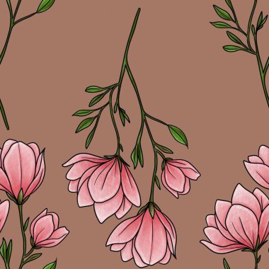 Kusursuz desenli Magnolia Çiçek Hattı Mocha Mousse 'un Büyük Tasarımı