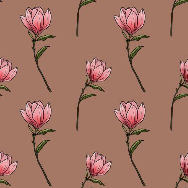 Mocha Mousse Arkaplanındaki Kusursuz Manolya Çiçeği Küçük Tasarımı