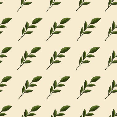 Seamless Pattern Magnolia Leaves Small Design on Pastel Yellow Background clipart