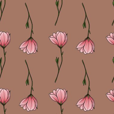 Kusursuz Desensiz Manolya Hattı Mocha Mousse Arkaplan Üzerinde Küçük Tasarım