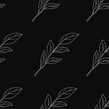 Kusursuz Desen Çizgisi Manolya Büyük Tasarımı Siyah Arkaplanda Bırakıyor