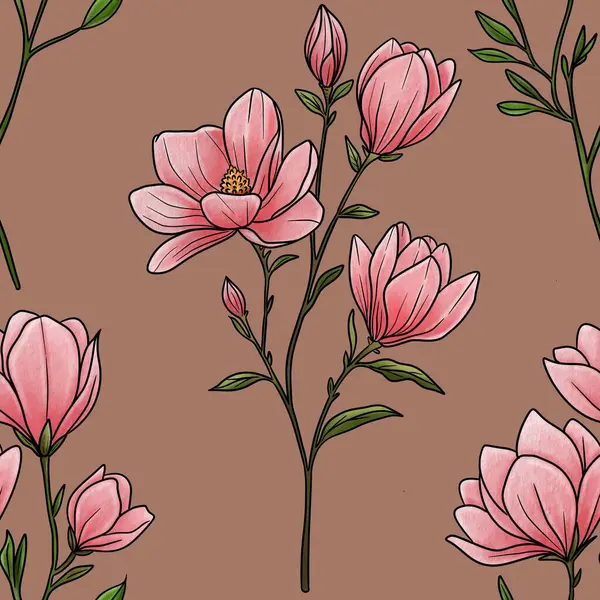 Kusursuz Desenli Manolya Dalı Mocha Mousse Arkaplanı Büyük Tasarım