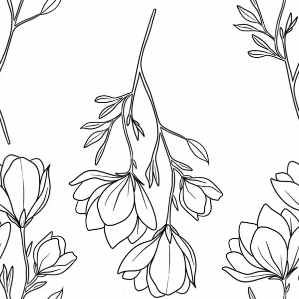 Kusursuz Desenli Manolya Özeti Beyaz Arkaplanda Büyük Tasarım