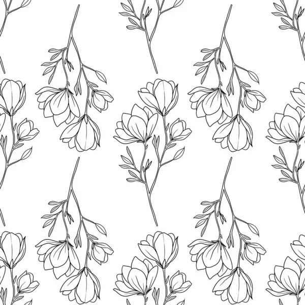 Kusursuz Desenli Manolya Özeti Beyaz Arkaplanda Küçük Dal Tasarımı