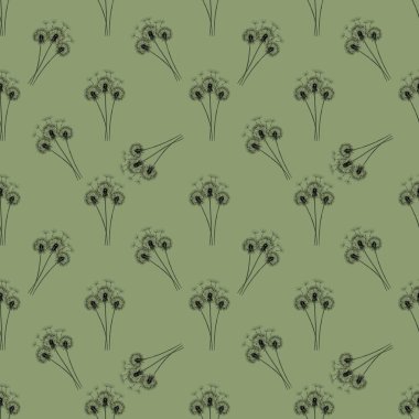 Kusursuz Desenli Karahindiba Pastel Yeşil Arkaplanda Küçük Tasarım