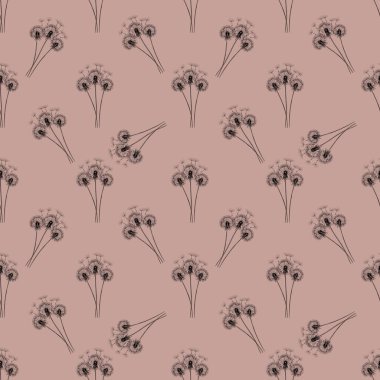 Kusursuz Desenli Karahindiba Pastel Pembe Arkaplanda Küçük Tasarım