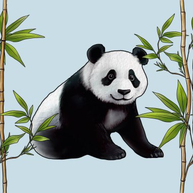 Kusursuz Bambu desenli Çubuklar ve Pastel Mavi Arkaplanda Büyük Tasarım