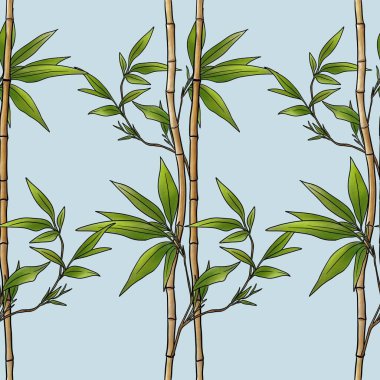 Pastel Mavi Arkaplanda Kusursuz Bambu Kalıpları Pastel Mavi Arkaplanda Büyük Tasarım