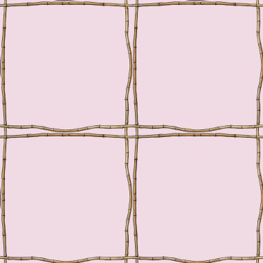 Pastel Pembe Arkaplanda Basit Bambu Çerçeveli Kusursuz Desen