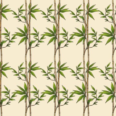 Kusursuz Bambu Deseni Pastel Sarı Arkaplanda Küçük Tasarım Yapıştırıyor