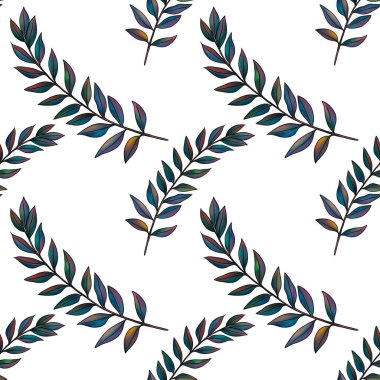 Beyaz Arkaplanda Zarif Tropikal Flora Kusursuz Desen