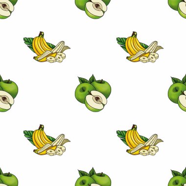 Küçük Kusursuz Desen Tasarımı Elma ve Muz 1Set