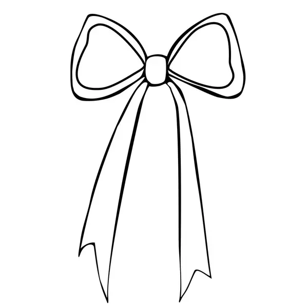 Dekoratif bir yayın iki uzun kurdeleli basit bir taslağı..