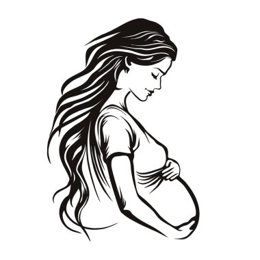 Kalp atışı sembolü olan bir annenin beyaz arka planda sağlık konsepti