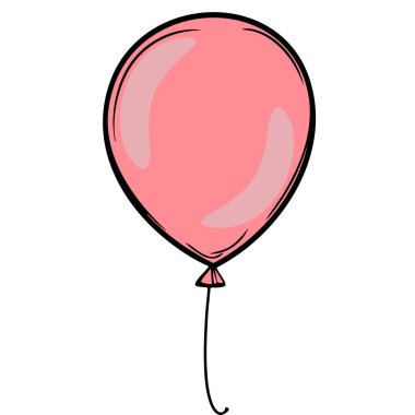 Pembe bir balonun basit bir temsili vektör çizimi. Pırıl pırıl bir kaplama ve bir ip takılı..