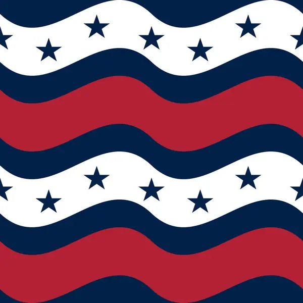 Alternatif kırmızı, beyaz ve mavi çizgili dalgalı bir vektör deseni, vatanseverlik temalarını anımsatıyor..