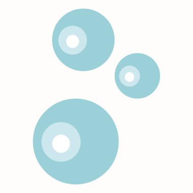 Açık arkaplan üzerine beyaz merkezli üç mavi dairenin soyut çizimi, minimalist bir tasarım yaratıyor..