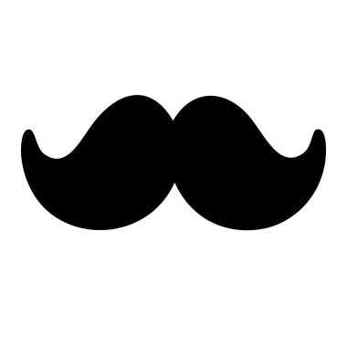 Beyaz arka planda siyah bir bıyık silueti, yüz kıllarını ve tarzını temsil ediyor..