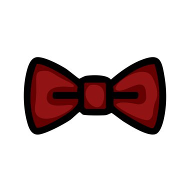 Moda ya da resmi kıyafet teması için uygun koyu siyah çizgili kırmızı bir papyonun basit bir çizimi.